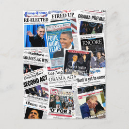 Obama Wins 2012 Newspaper Collage Postcard Vykort