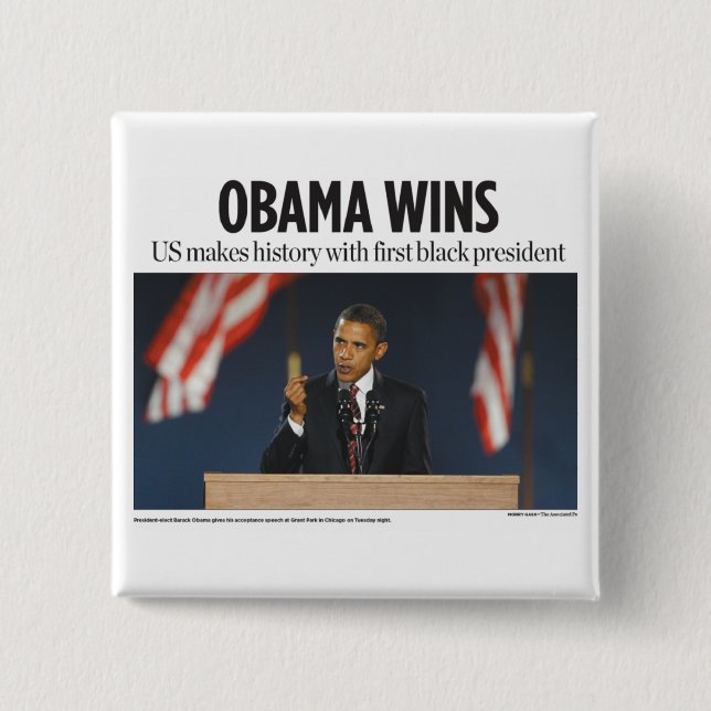 Obama Wins Button Knapp (Framsida)