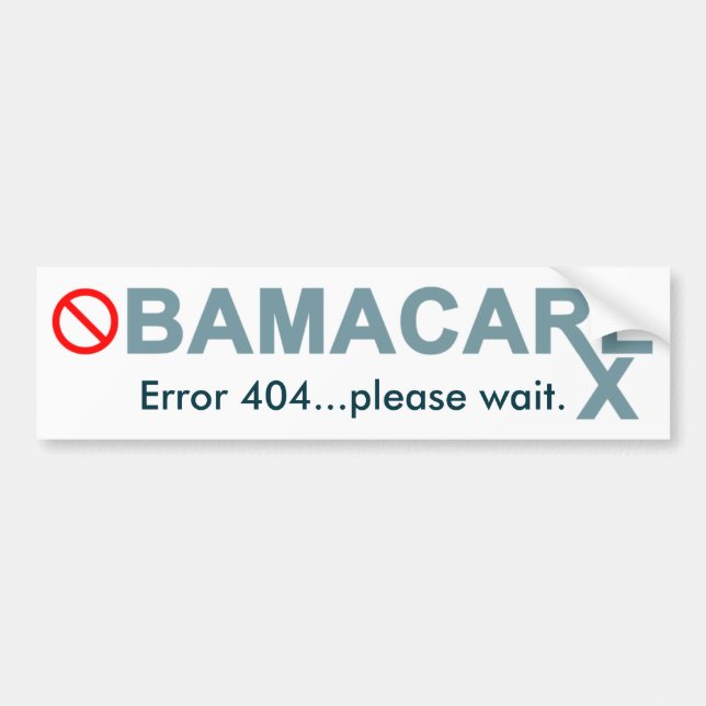 Obamacare: Fel 404… behar vänte Bildekal (Framsidan)