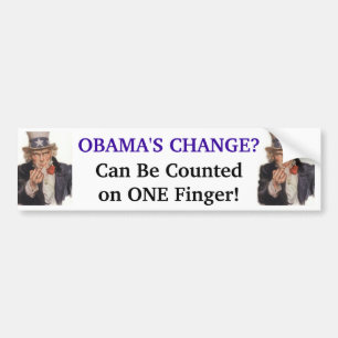 Obamas ändring - kan räknas på ETT finger! Bildekal
