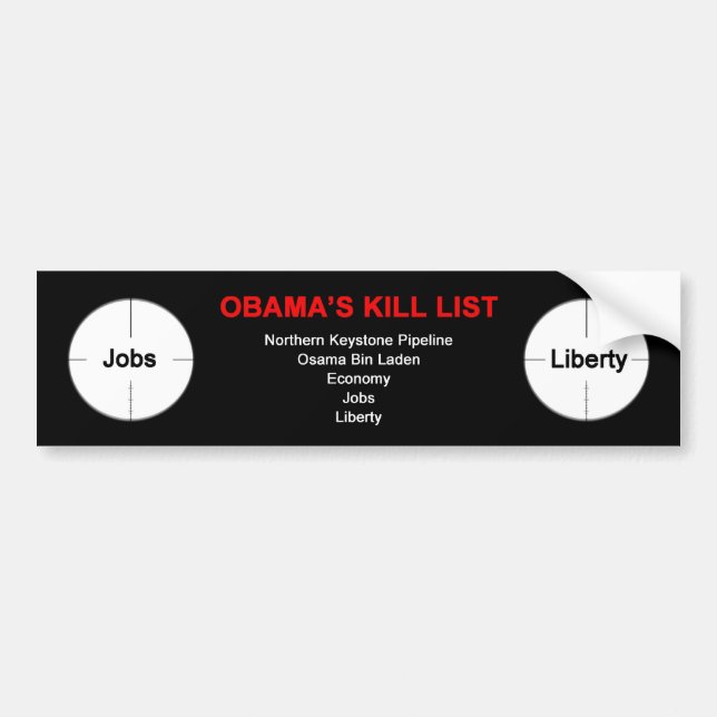Obamas döda listar - bildekalet bildekal (Framsidan)
