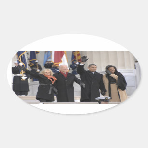 Obamas och Bidens Ovalt Klistermärke
