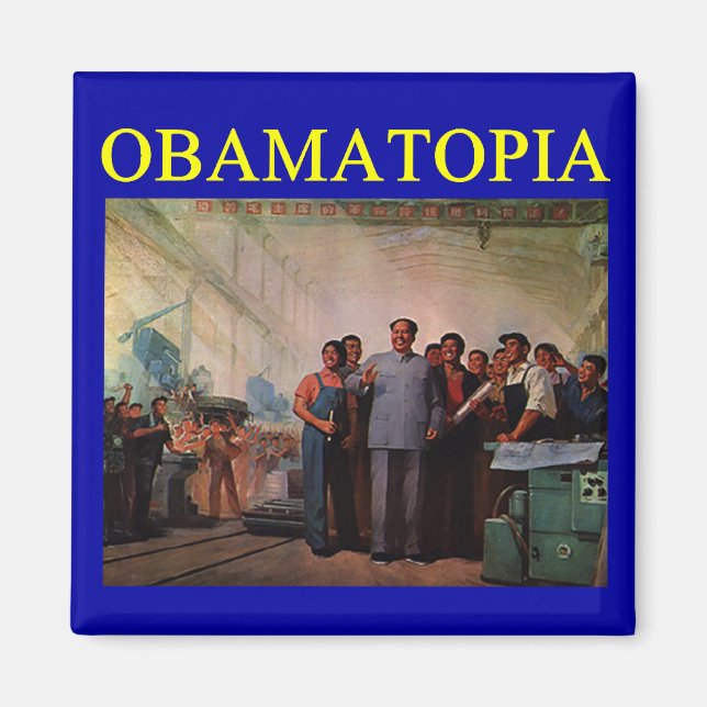 OBAMATOPIA Anti obama-design Magnet (Framsidan)