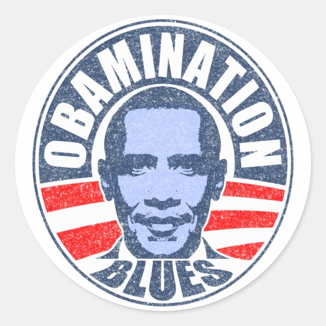 Obamination Blues Runt Klistermärke (Framsida)