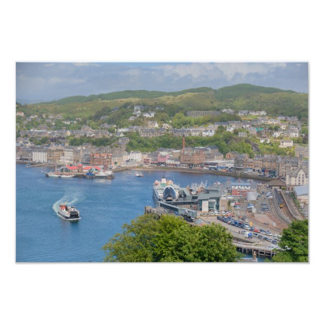Oban Harbour Aerial från Pulpit Backe Fototryck (Framsidan)