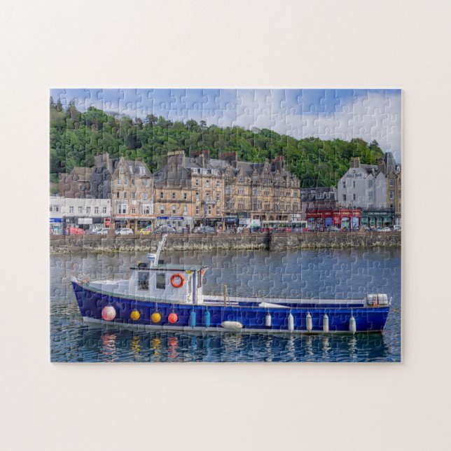 Oban Port Scotland Fishing Boat Sea Ocean Travel Pussel (Horisontell)