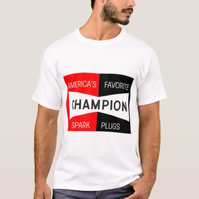 Obat Motormogok Champion Spark Plugs T Shirt (Framsida)