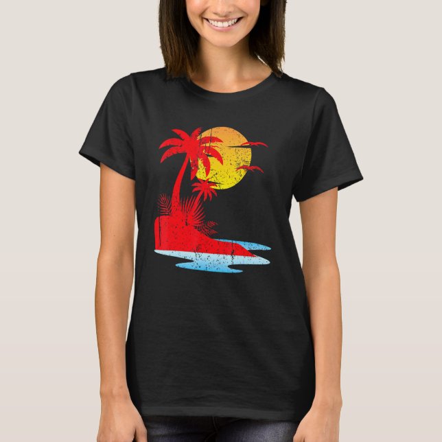 ÖBeach Tropical Summer Vacation Sunset Summe T Shirt (Framsida)
