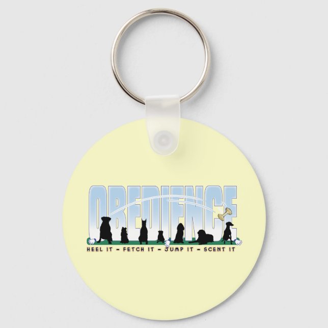Obedience: Heel, Fetch, Jump, Scent it Nyckelring (Framsida)