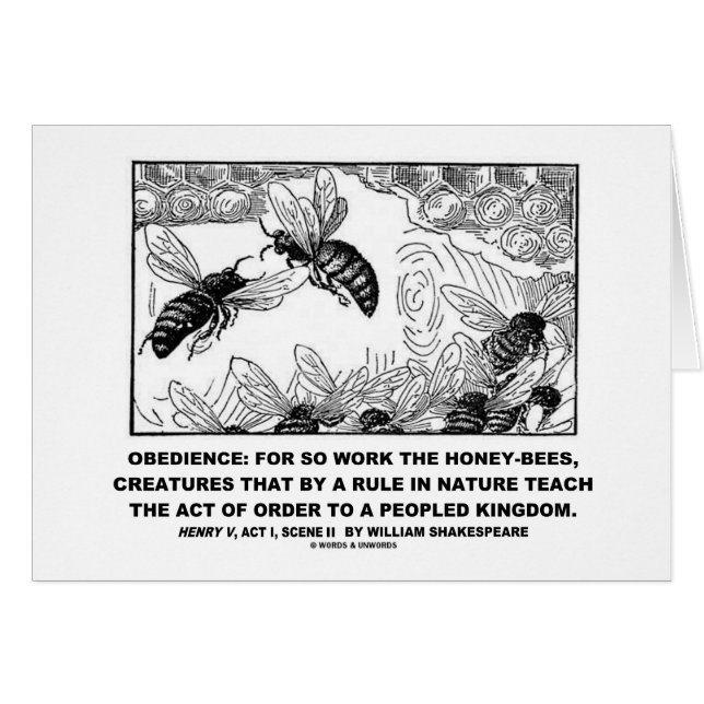 ObediencearbetsHonung-Bin Henry V Shakespeare Hälsningskort (Framsidan Horizontal)