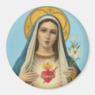 Obefläckad hjärta av Mary - ro, lilja, svärd Magnet