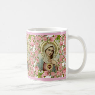 Obefläckad hjärta av Mary rosa ros Kaffemugg