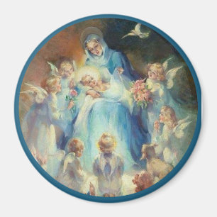 Obefläckad jungfrulig Mary änglarbaby Jesus Magnet