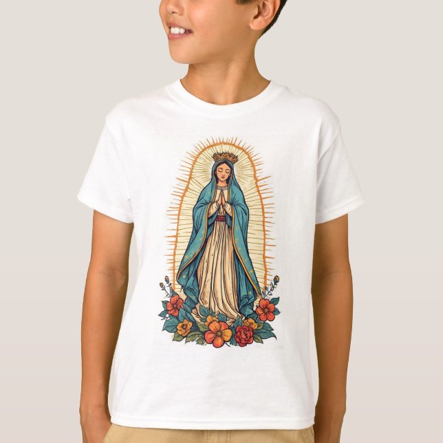 Obefleckad jungfru av Guadalupe barn t-shirt (Framsida)