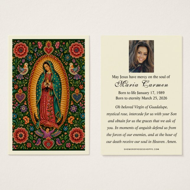 Obeflickad Guadalupe mexikansk folkkonst begravnin Visitkort (Framsida & baksida)