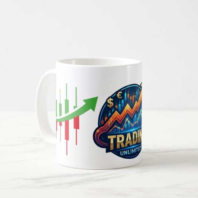 Obegränsad aktie marknad ljusstake-diagram kaffemugg (Framsida vänster)