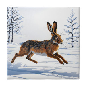 Obegränsad hare-frihet i Snö Kakelplatta