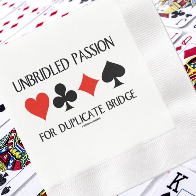 Obegränsad passion för duplicerat Bridge Card Kost Pappersservett (Paper napkin for any duplicate bridge advocate)