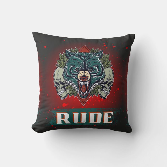 obehag, skalle och björn kudde (Framsida)