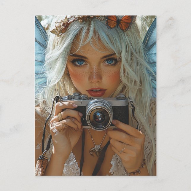 Obehagligt pälsskinn med kamera vykort (Framsida)