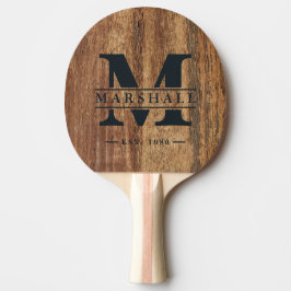 Obehandlad furu Monogram & Namn överlägg Pingisracket