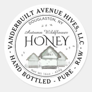 Obehandlad hösten Wildblomhonung Hives Little Bees Runt Klistermärke