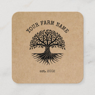 Obehandlad Vegan Organic Farm Farmer Fruit Vegetab Fyrkantigt Visitkort