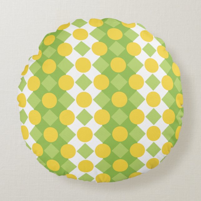 Obehärskade Shapes Mönster Rund Kudde (Framsidan)