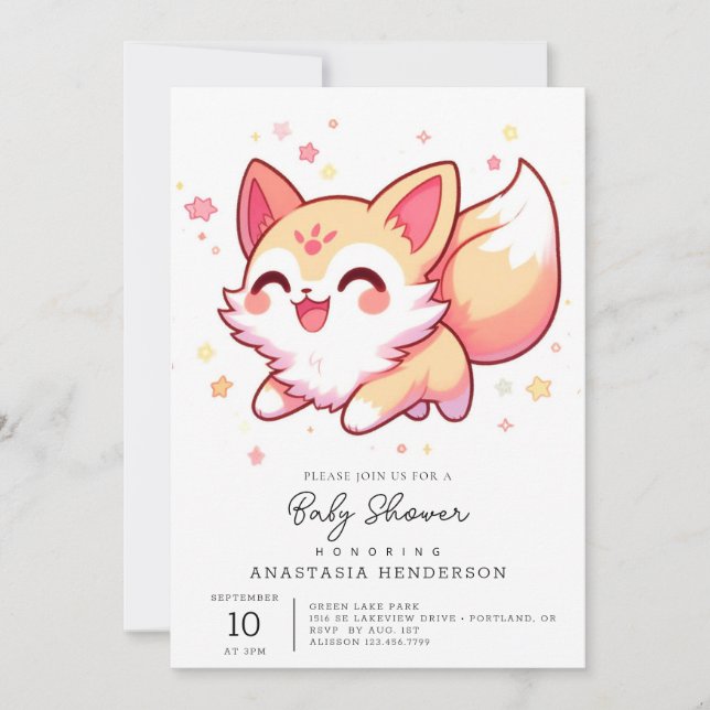 Obekväm babystövel för babyfox inbjudningar (Framsida)