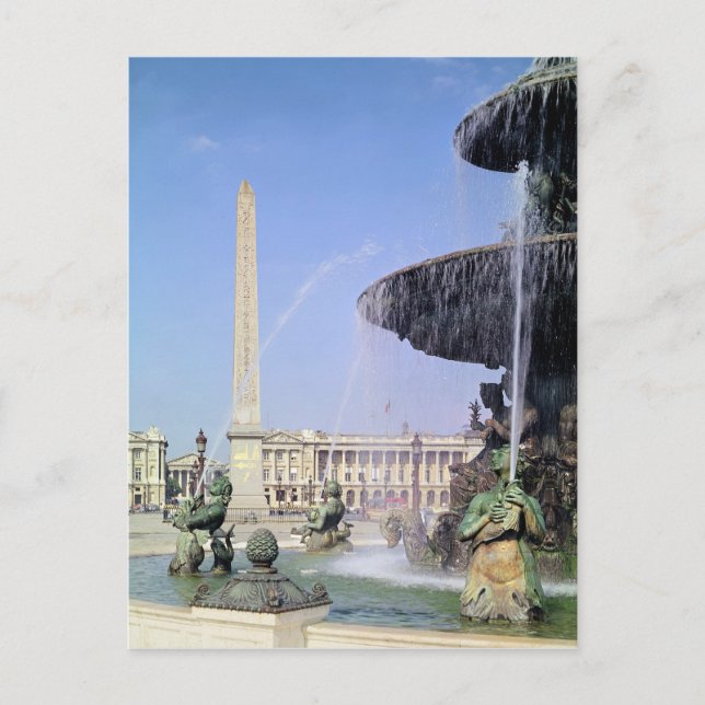 Obelisk ursprungligen från Luxor som resas upp i Vykort (Framsida)