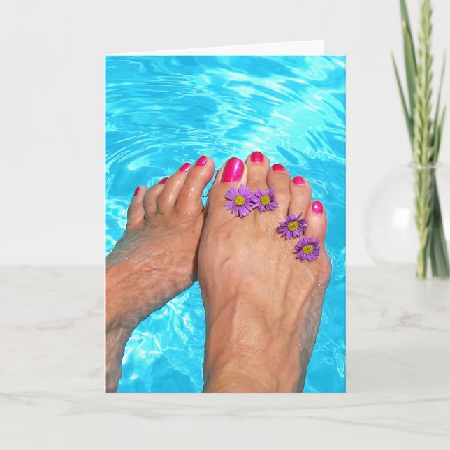 Obenfötterna i Swimming Bassäng Birthday Kort (Framsida)