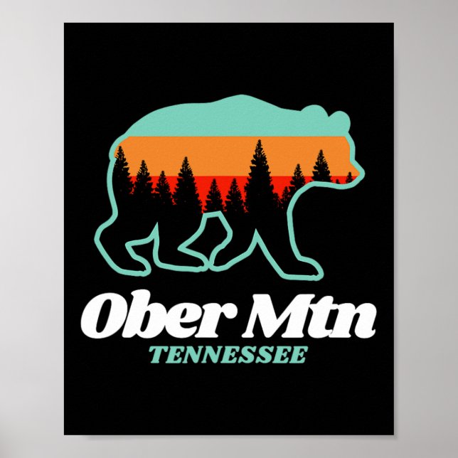 Ober Mountain Tennessee Skiing Snowboarding Bear  Poster (Framsidan)