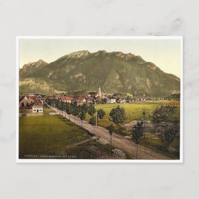 Oberammergau with Laber, Upper Bavaria, Tyskland m Vykort (Framsida)