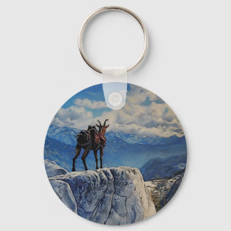 Oberhalsi Pack Goat in Idaho Mountain/cartooned Nyckelring