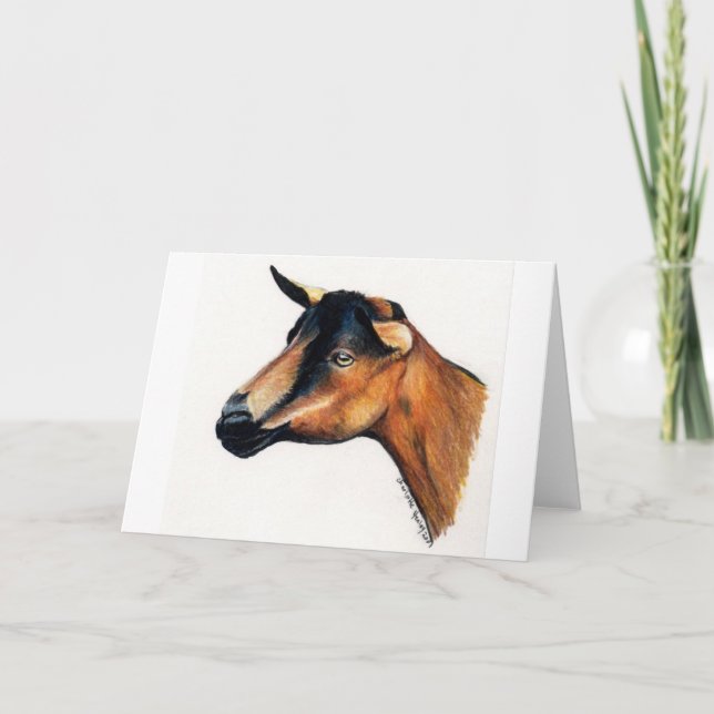 ’Oberhasli Goat’ Animal Art Greeting Card Kort (Framsida)