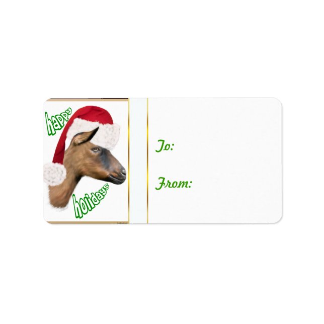 Oberhasli Goat jul Gift Märkre Sticker Adressetikett (Framsidan)