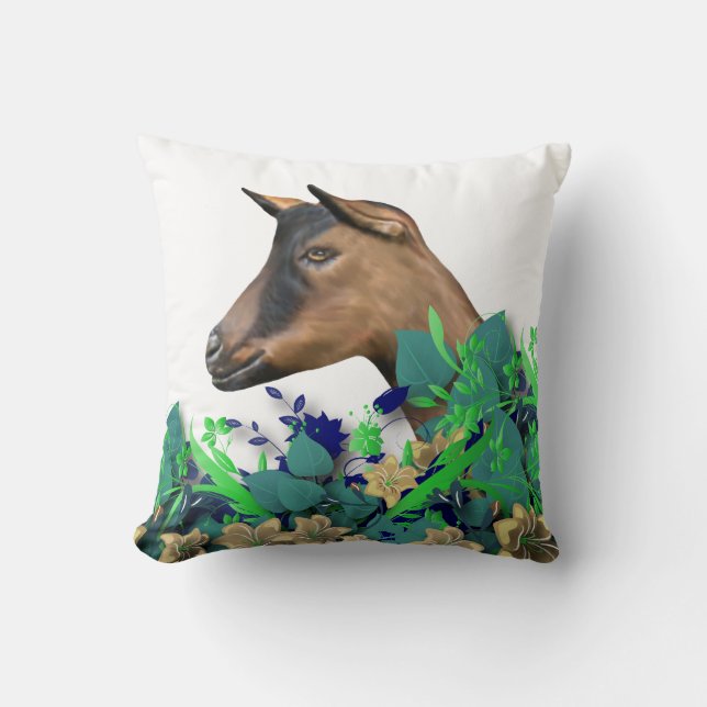 Oberhasli Goat Painting Herd Namn Goat Pillow Kudde (Framsida)