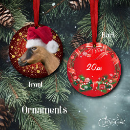 Oberhasli Goat Santa Hat-julprydnaden Julgransprydnad Keramik
