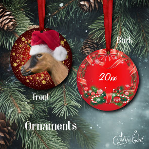Oberhasli Goat Santa Hat-julprydnaden Julgransprydnad Keramik