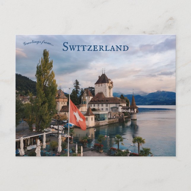 Oberhofen Castle Schloss Oberhofen Schweiz Vykort (Framsida)