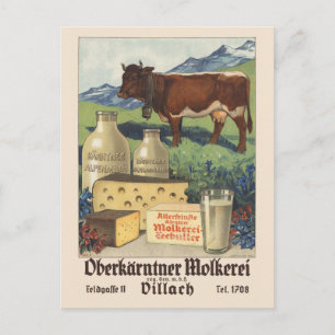 Oberkärn tner Molkerei Austria Vintage affisch 193 Vykort