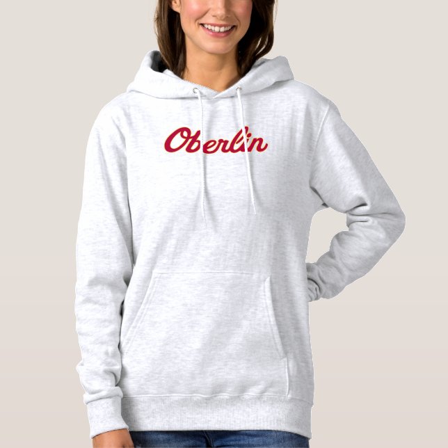 Oberlin Women's Script Ash Hoodie T Shirt (Framsida)
