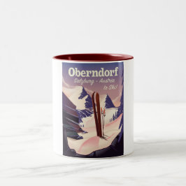 Oberndorf,Salzburg,Österrike, skidaffisch Två-Tonad Mugg