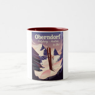 Oberndorf,Salzburg,Österrike, skidaffisch Två-Tonad Mugg