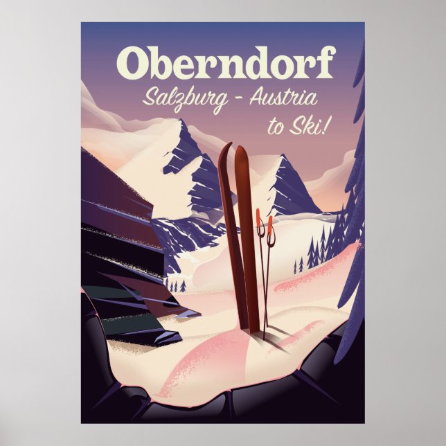 Oberndorf, Salzburg, Österrike, skidposter Poster (Framsidan)
