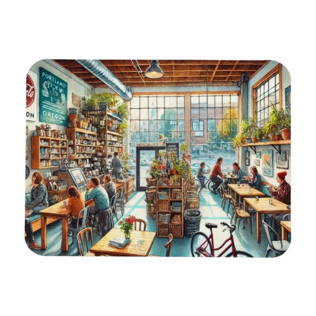 Oberoende Cafe i Portland Oregon Magnet (Horisontell)