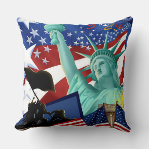 Oberoende Frihetsgudinnan US Flagga Pillow Kudde