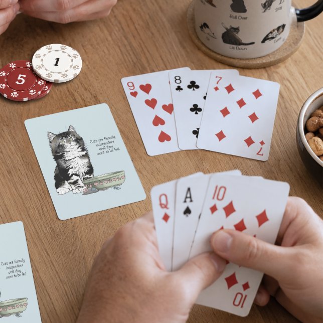 Oberoende Grå Tabby Blå Söt Rolig Katt Casinokort (Skapare uppladdad)