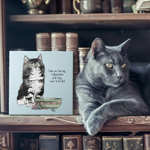 Oberoende Grå Tabby Blå Söt Rolig Katt Kakelplatta
