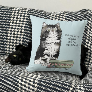 Oberoende Grå Tabby Blå Söt Rolig Katt Kudde